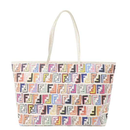 FENDI-Zucca-Logo-Print-PVC-Tote-Bag-Multi-Color-White-8BH185