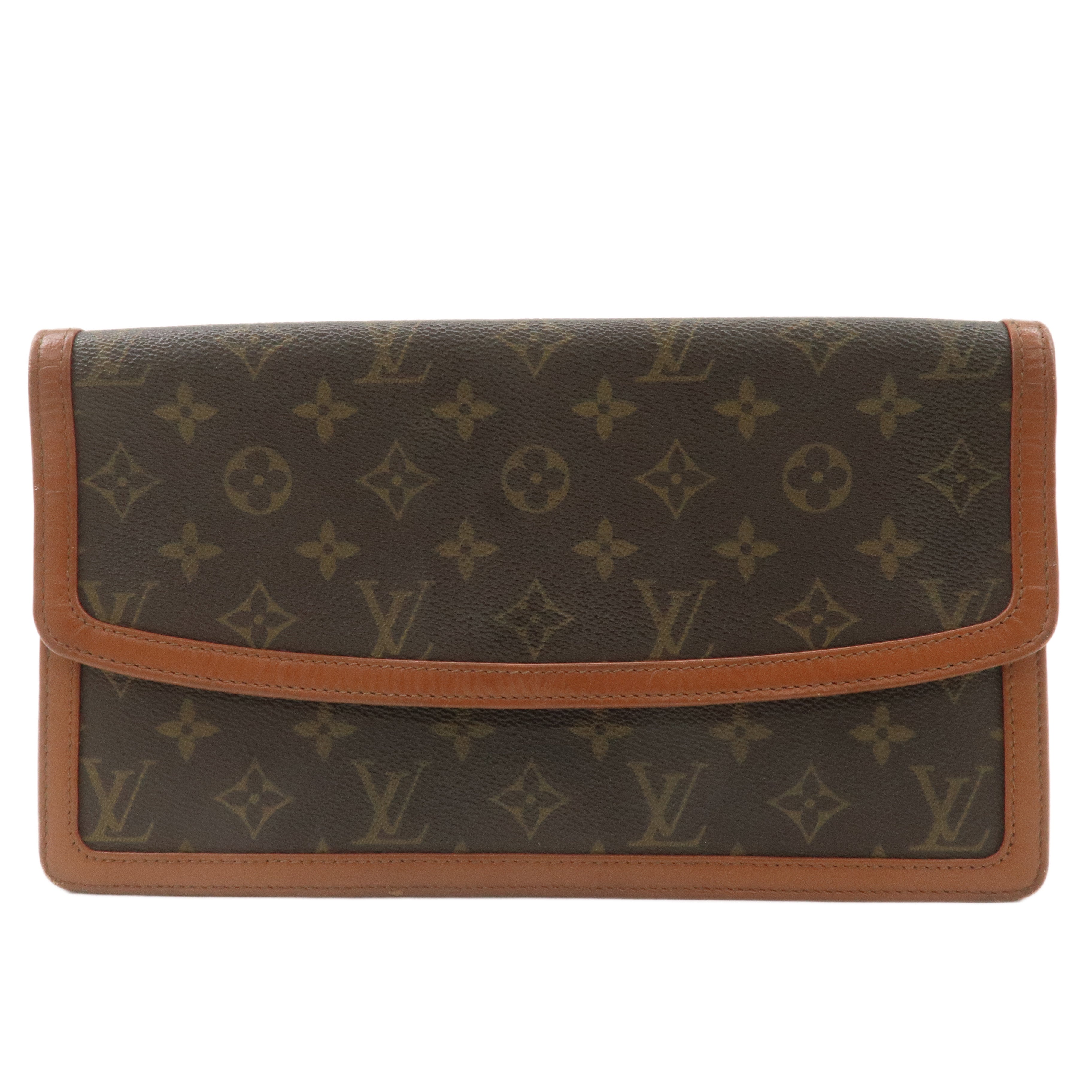 Louis Vuitton Monogram Pochette Damme GM Clutch Bag Brown M51810