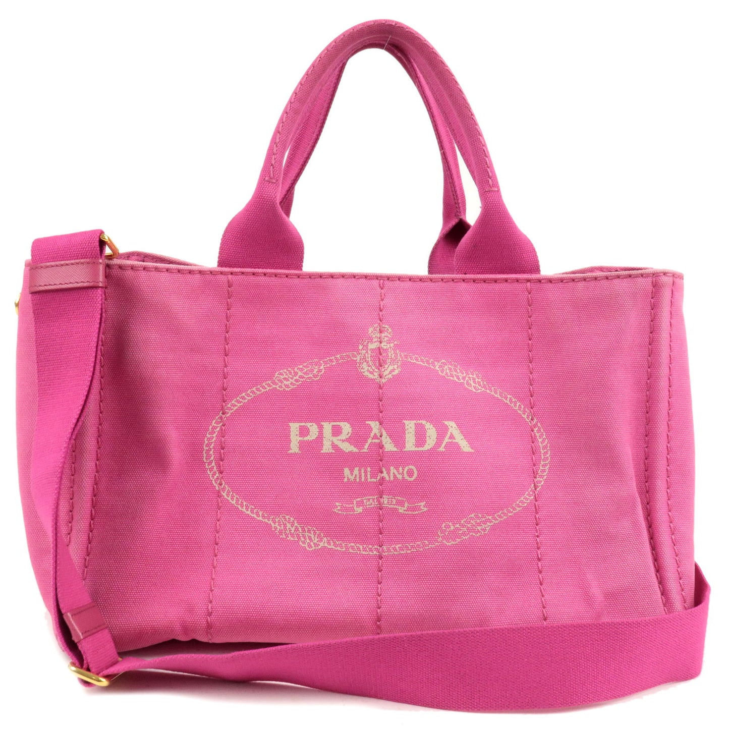 PRADA-Canapa-Canvas-2-Way-Shoulder-Bag-Hand-Bag-Pink-1BG642