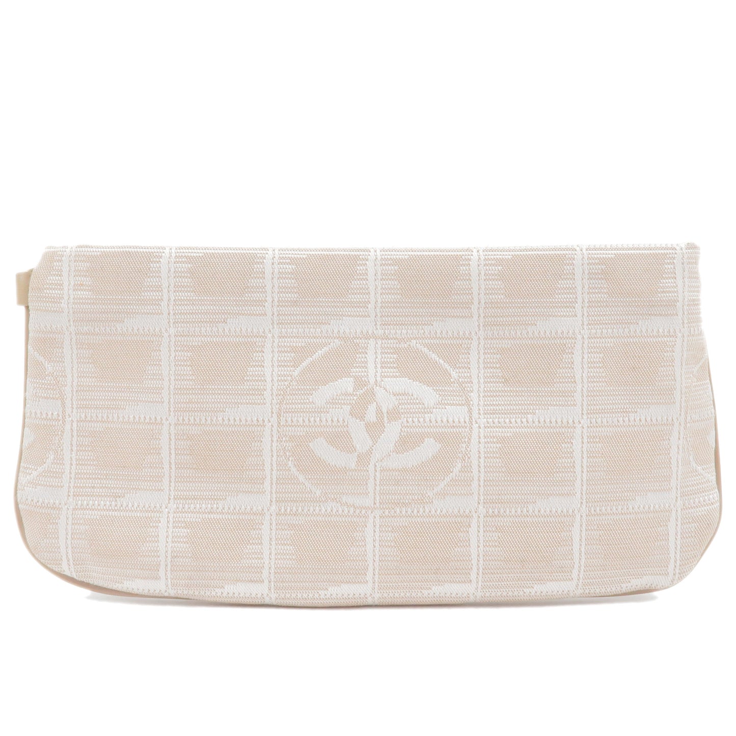 CHANEL-Travel-Line-Nylon-Jacquard-Leather-Pouch-Beige-A20532