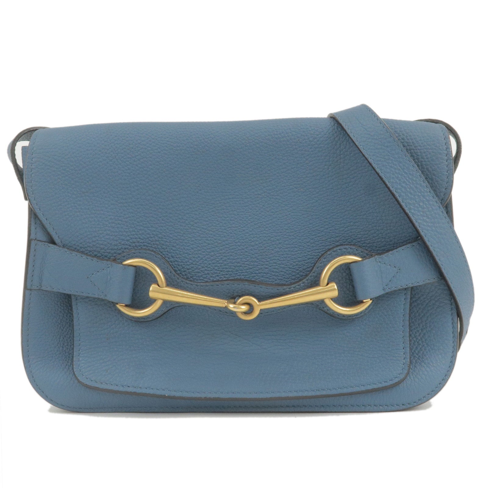 GUCCI-Horsebit-Leather-Shoulder-Bag-Blue-353231