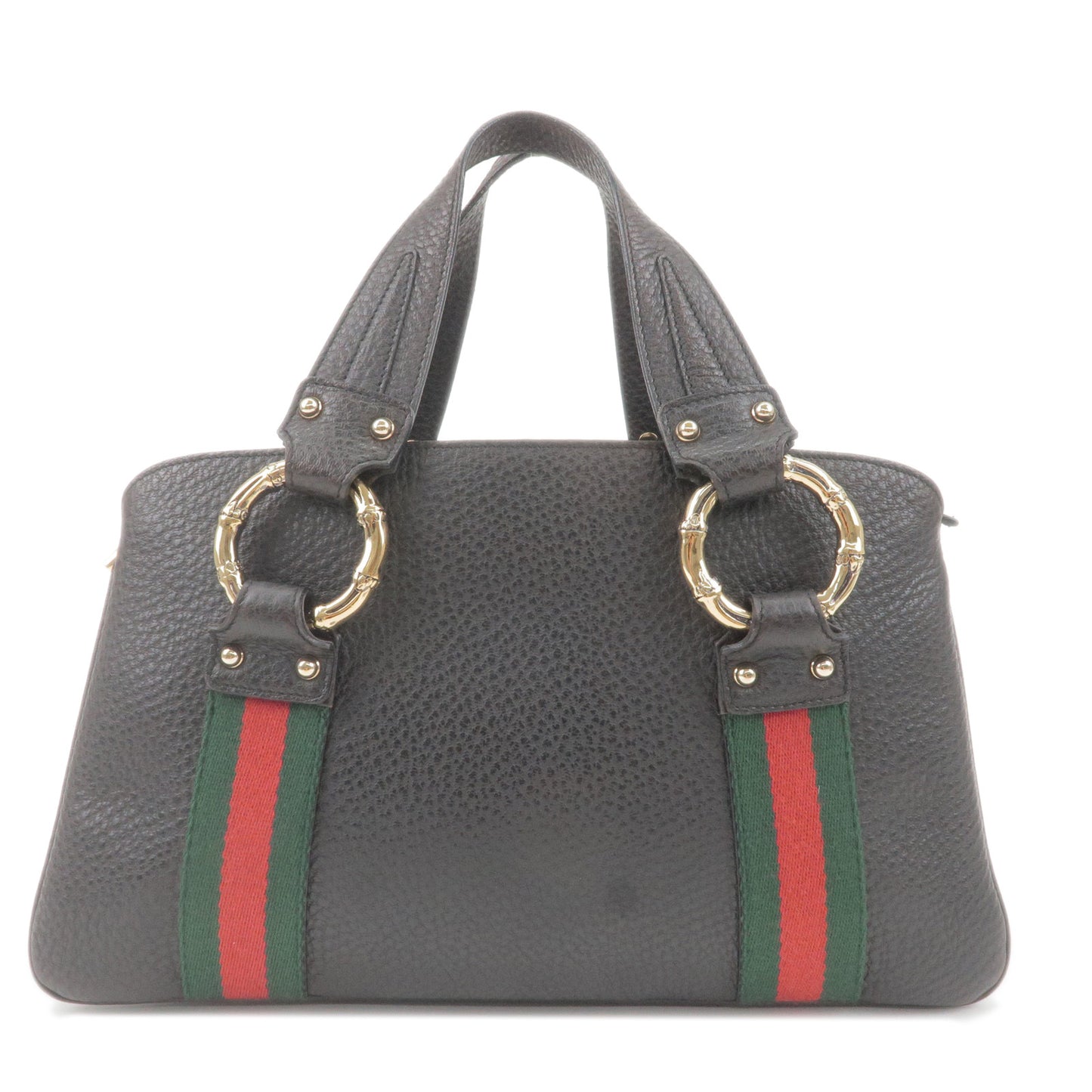 GUCCI Sherry Line Leather Hand Bag Black 131324