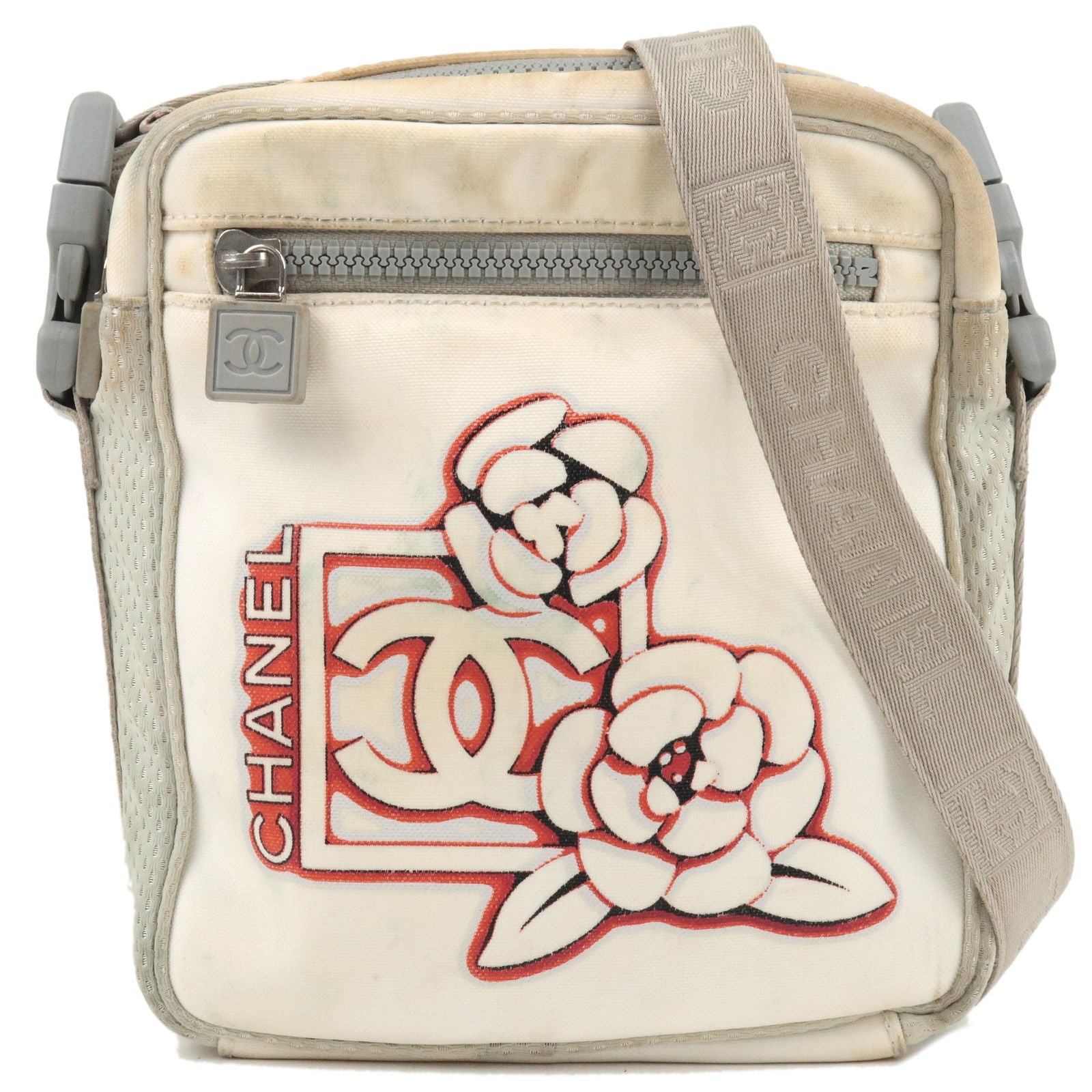 Crossbody - Canvas - Chanel Pre-Owned CC round clip-on earrings - Line -  ep_vintage luxury Store - Bag - Sports - Shoulder - Bag - CHANEL - White –  dct