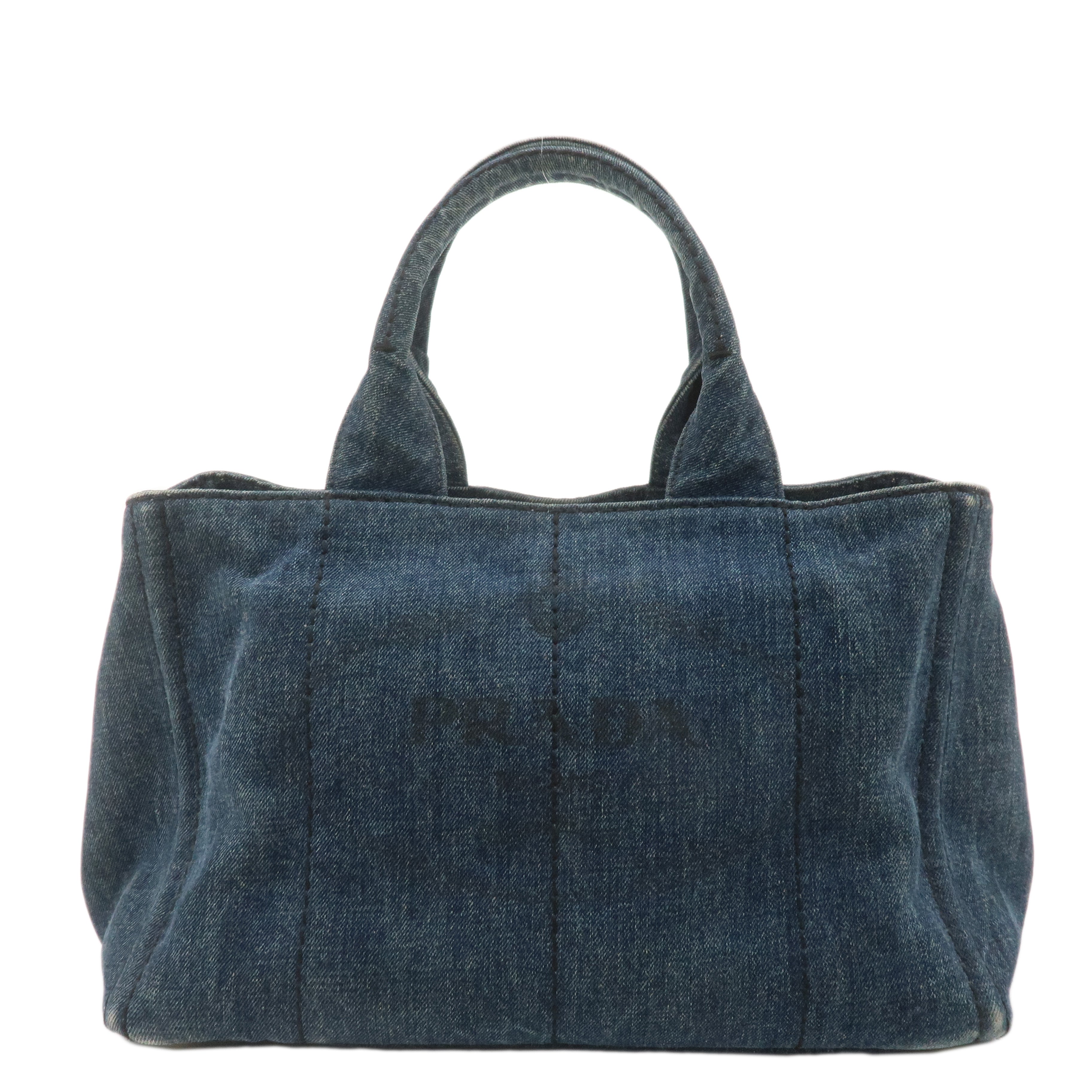 PRADA Canapa Denim Tote Bag Hand Bag Denim Blue B1877B