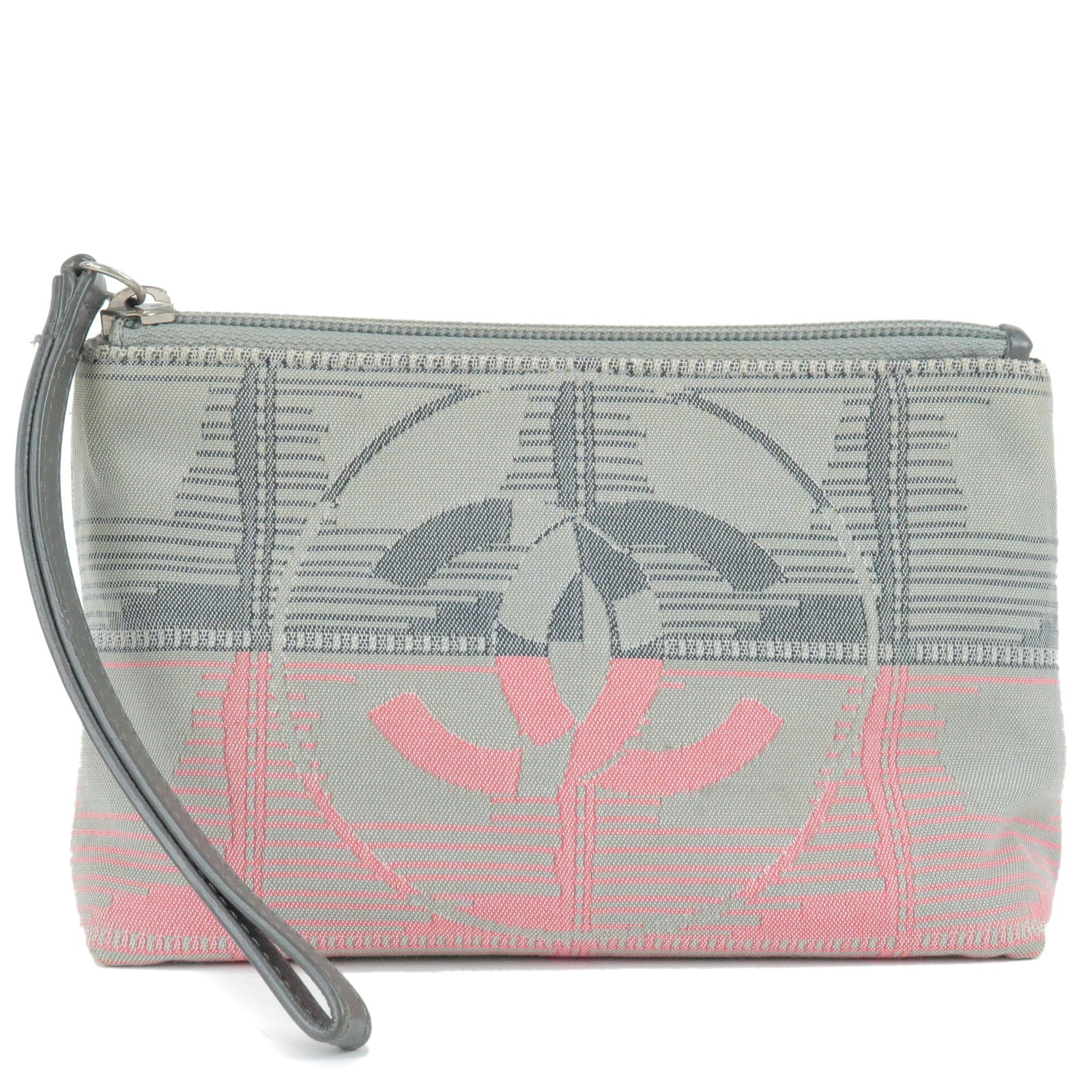 CHANEL-Travel-Line-Pouch-Clutch-Bag-Gray-Pink