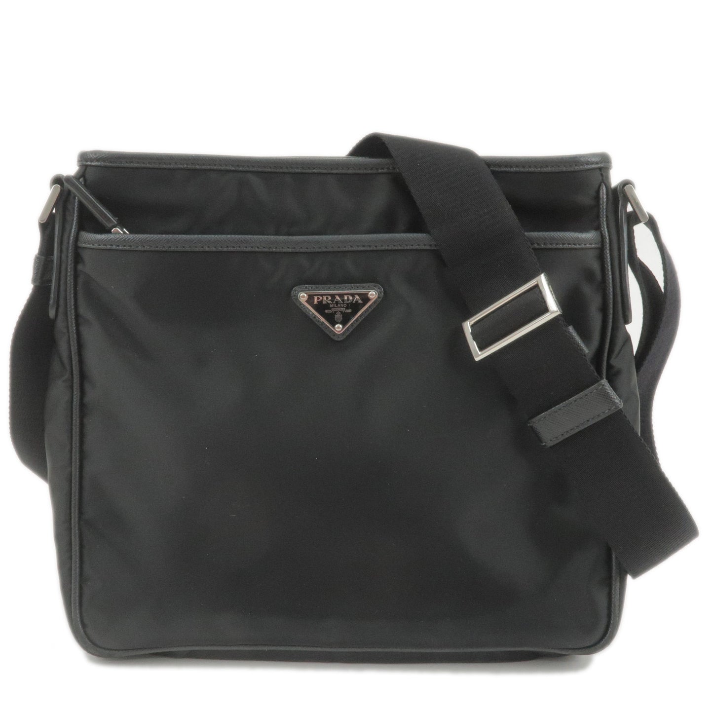 PRADA-Nylon-Leather-Shoulder-Bag-NERO-Black-2VH797