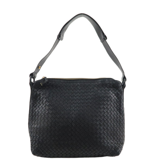 BOTTEGA-VENETA-Intrecciato-Leather-Shoulder-Bag-Black-115658