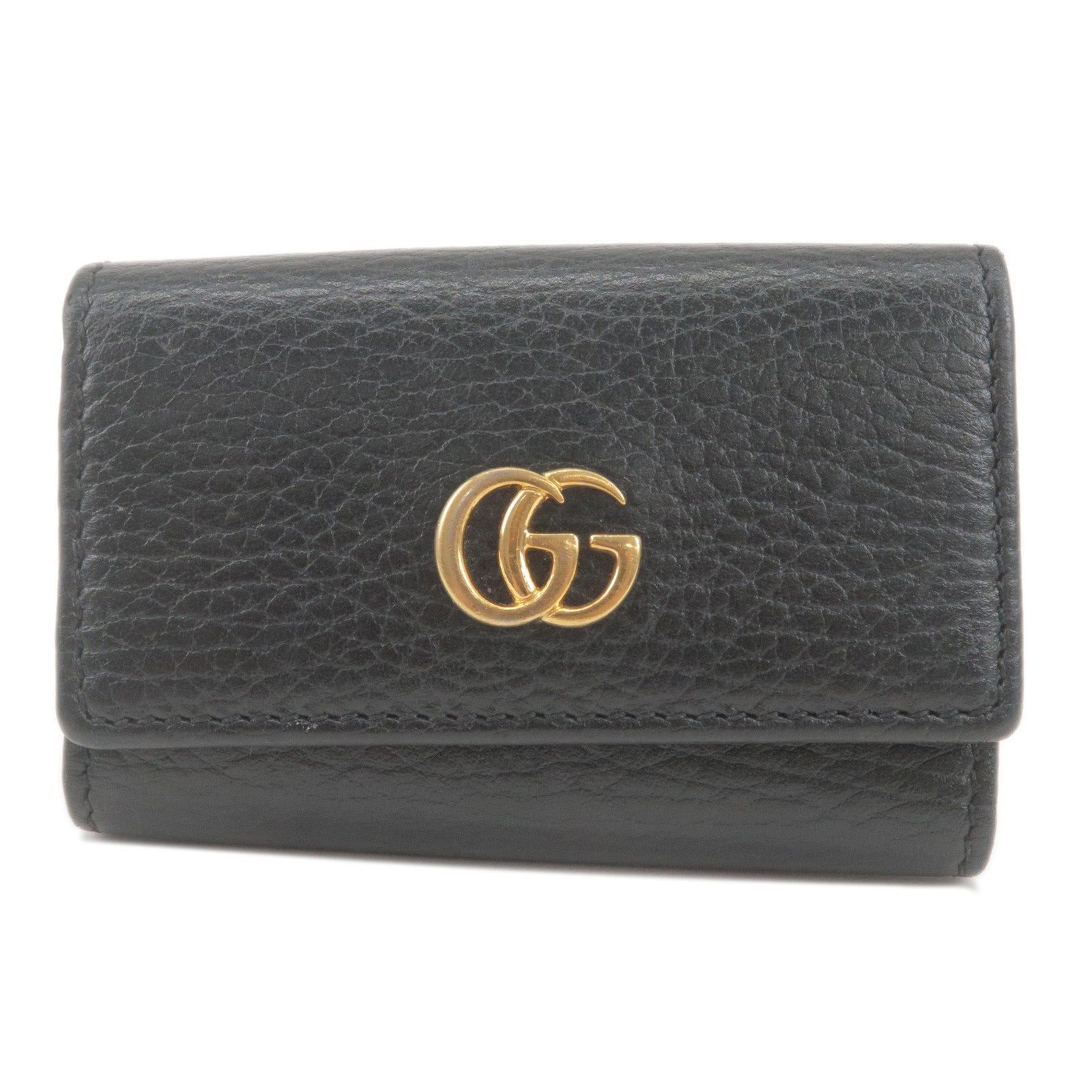 GUCCI-GG-Marmont-Leather-6-Key-Case-Key-Holder-Black-456118