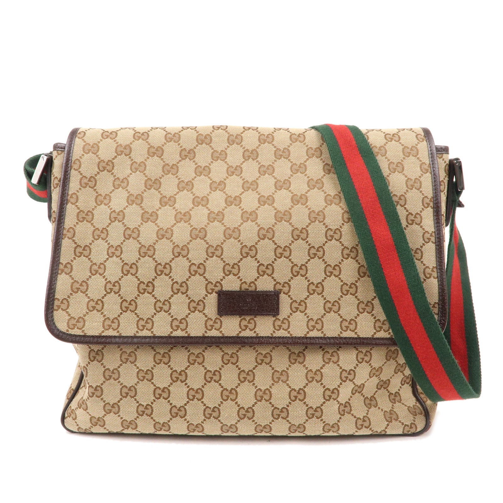 GUCCI-Sherry-GG-Canvas-Leather-Messenger-Bag-Beige-Brown-233052