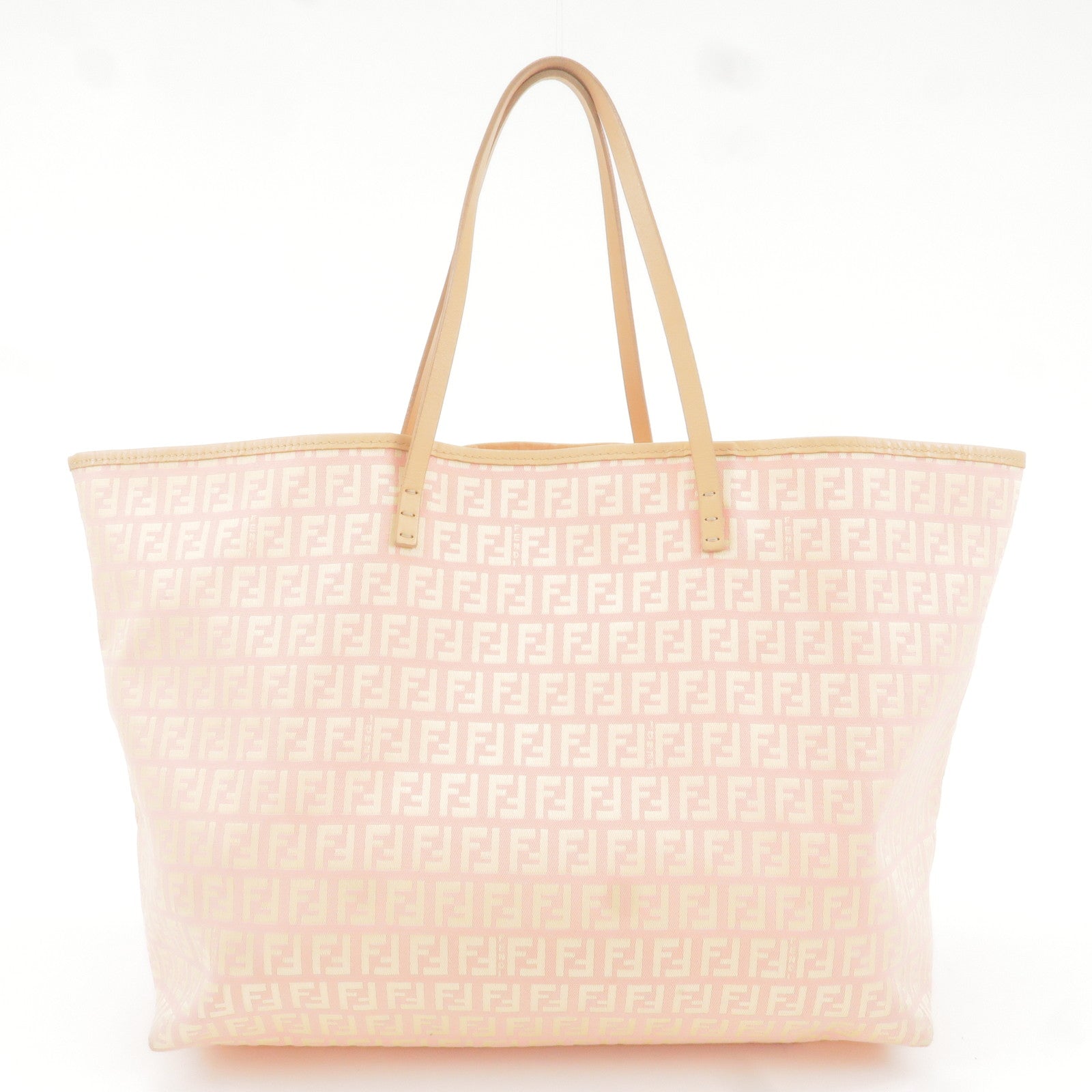 FENDI-Zucchino-Canvas-Leather-Tote-Bag-Pink-Beige-8BH025 – dct
