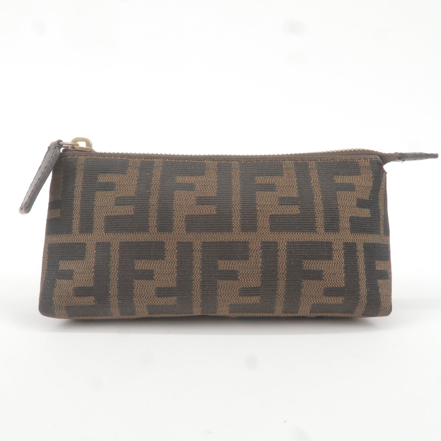 FENDI Zucca Canvas Leather Pouch Mini Bag Khaki Brown 7N0037