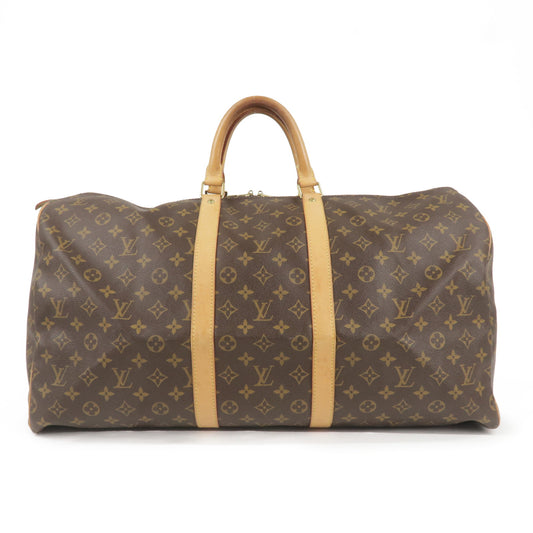 Authentic--Louis-Vuitton-Monogram-Keep-All-55-Boston-Bag-Brown-M41424-Used-F/S