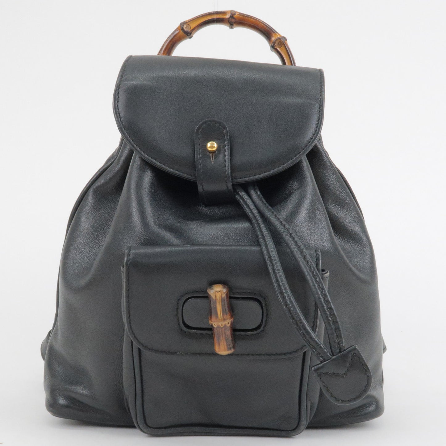 GUCCI Leather Bamboo Back Pack Ruck Sack Black 003.1705.0030