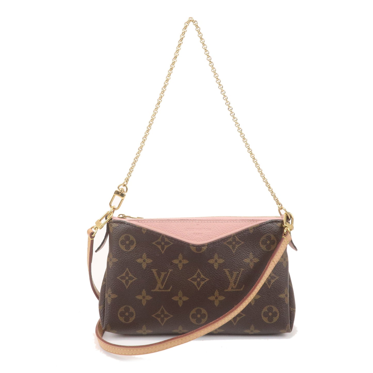 Louis Vuitton Monogram Pallas Clutch 2Way Shoulder Bag Pink M44037