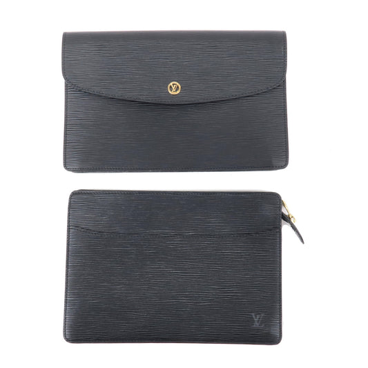 Louis-Vuitton-Set-of-2-Epi-Clutch-Bag-Noir-Black-M52652-M52522