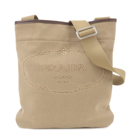 PRADA-Logo-Jacquard-Leather-Shoulder-Bag-Beige-Brown-VA0655