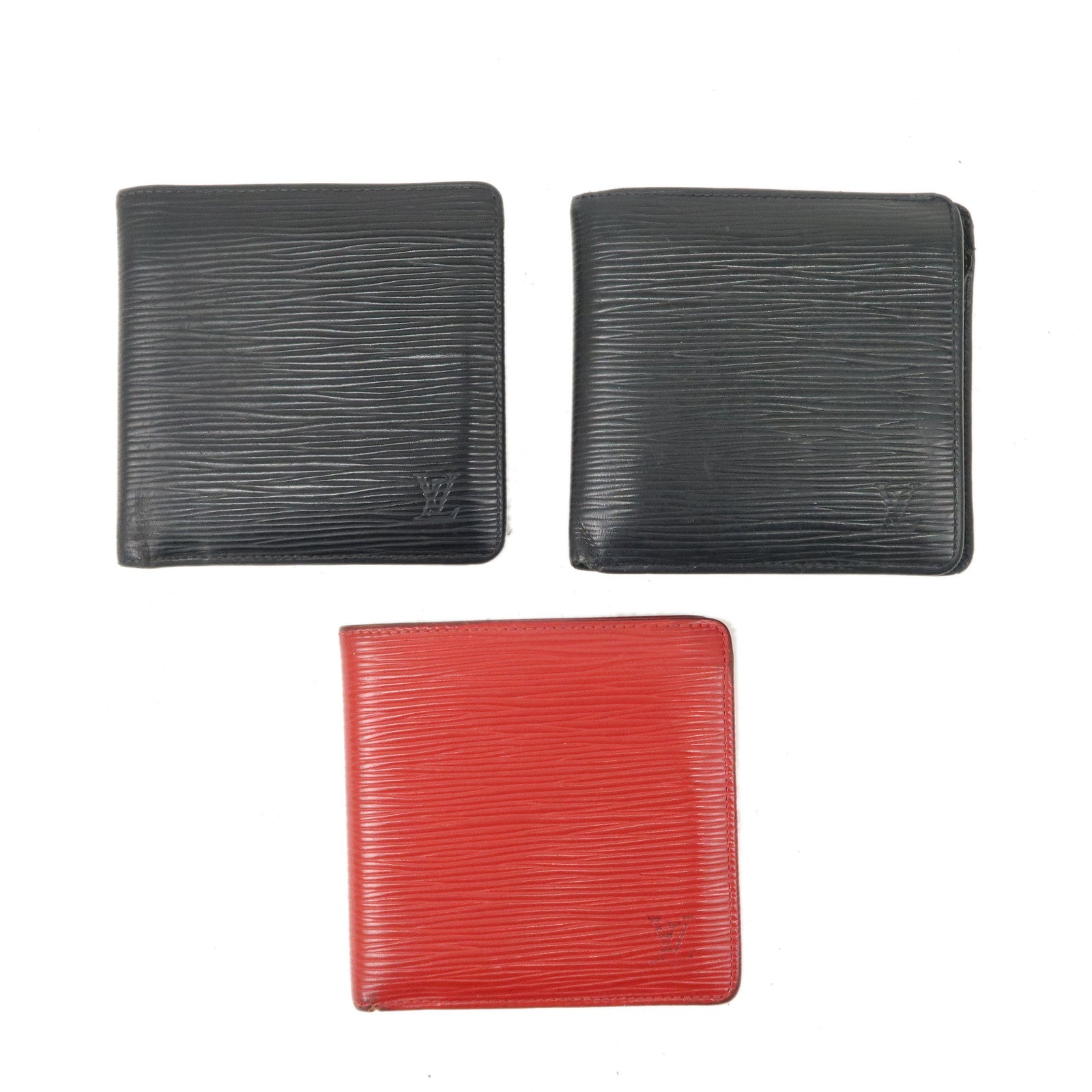 Louis-Vuitton-Epi-Set-of-3-Bifold-Wallet-Noir-Red-M63652-M63547