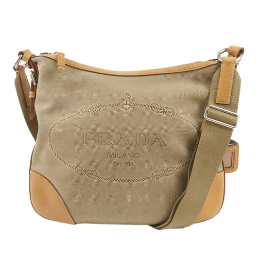 PRADA-Logo-Jaquard-Leather-Shoulder-Bag-Beige-Brown