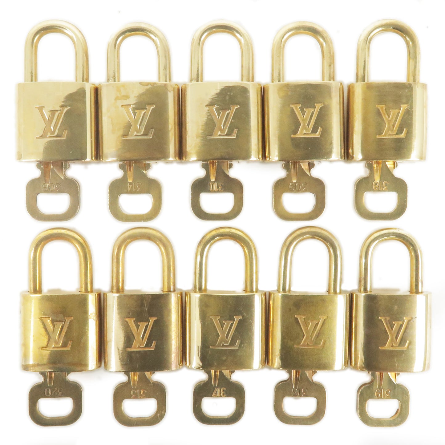 LOUIS VUITTON PadLock Lock & Key Brass Gold Authentic Number 318 No Key  (open)