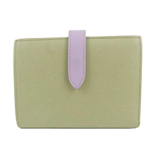 CELINE-Leather-Medium-Strap-Wallet-Sage-Lira-Green-Purple-10B64