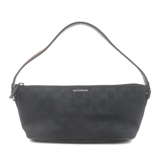 GUCCI-Sherry-GG-Canvas-Leather-Hand-Bag-Purse-Pouch-Black-141809