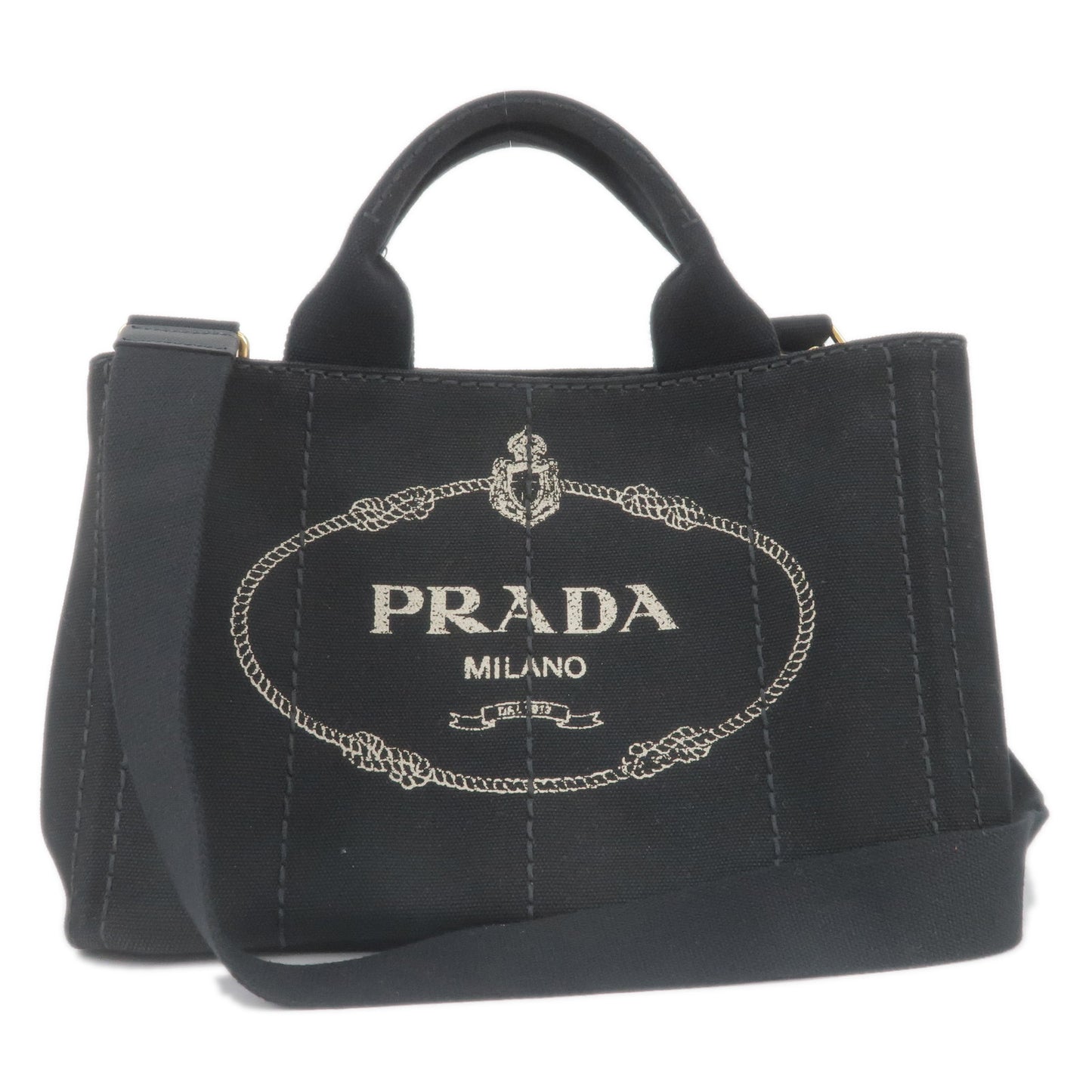 PRADA-Canapa-Mini-Canvas-2Way-Bag-Shoulder-Bag-Black-B2439G