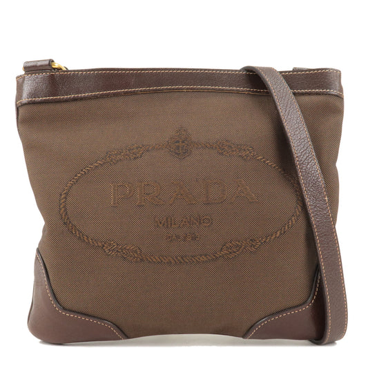 PRADA-Logo-Jacquard-Canvas-Leather-Shoulder-Bag-Brown