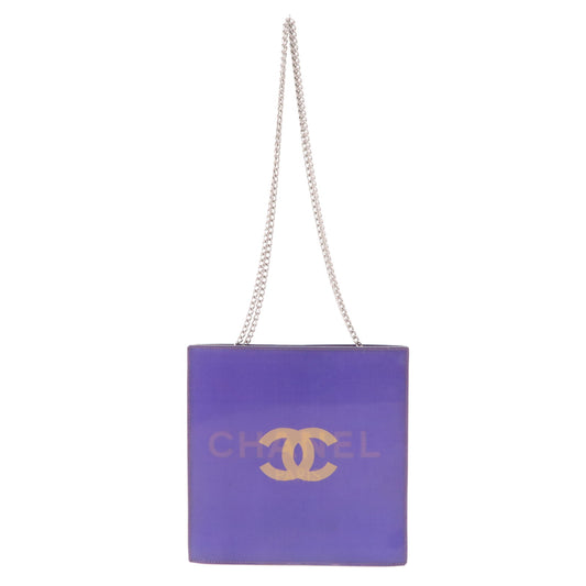 CHANEL-Vinyl-Hologram-Logo-Chain-Shoulder-Bag-Purple