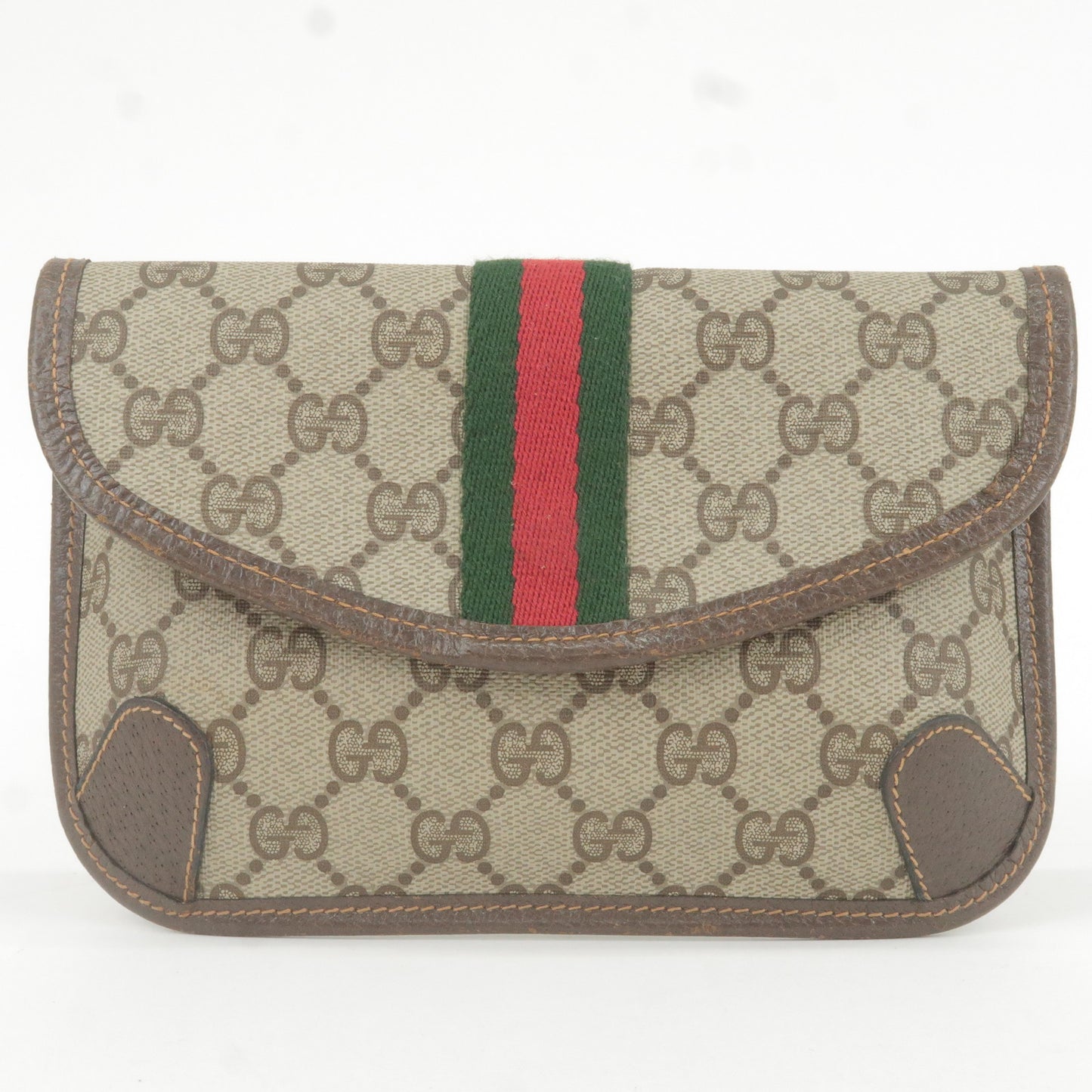 GUCCI Sherry GG Plus Leather Clutch Bag Pouch Beige 89.01.021