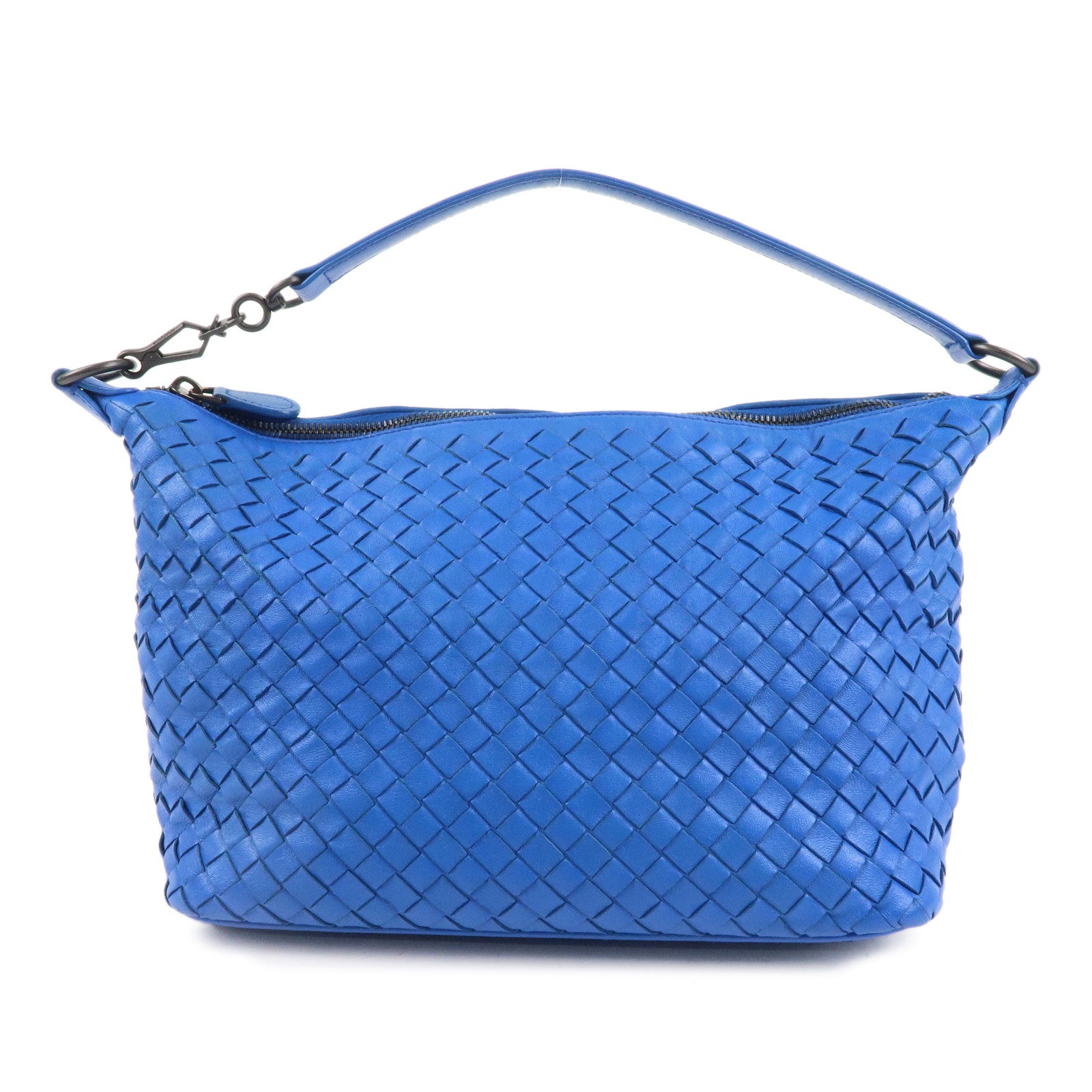 BOTTEGA-VENETA-Intrecciato-Leather-Shoulder-Bag-Blue-239988