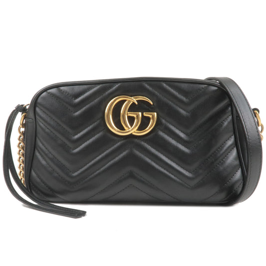 GUCCI-GG-Marmont-Leather-Chain-Shoulder-Bag-Black-447632