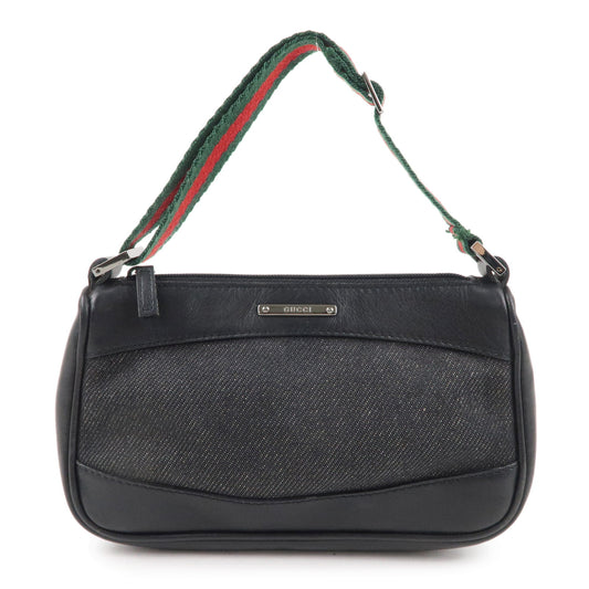 GUCCI-Sherry-Denim-Leather-Accessory-Pouch-Black-92821