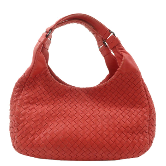 BOTTEGA-VENETA-Intrecciato-Leather-Shoulder-Bag-Red-125787