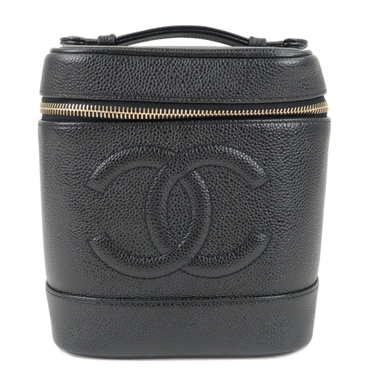 CHANEL-Caviar-Skin-Vanity-Bag-Hand-Bag-Cosmetic-Pouch-Black-A01998