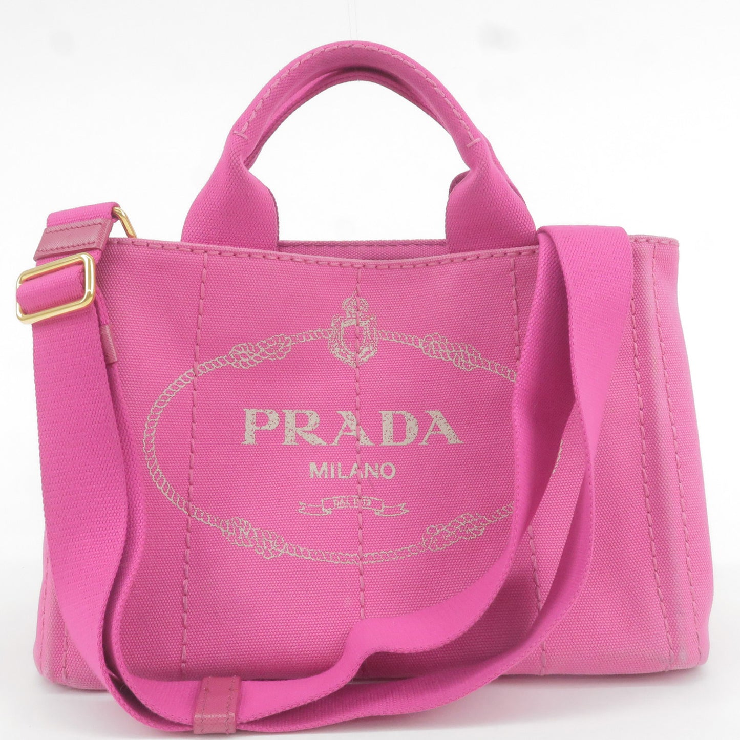 PRADA Canapa Mini Canvas 2Way Bag Shoulder Bag Pink 1GB439