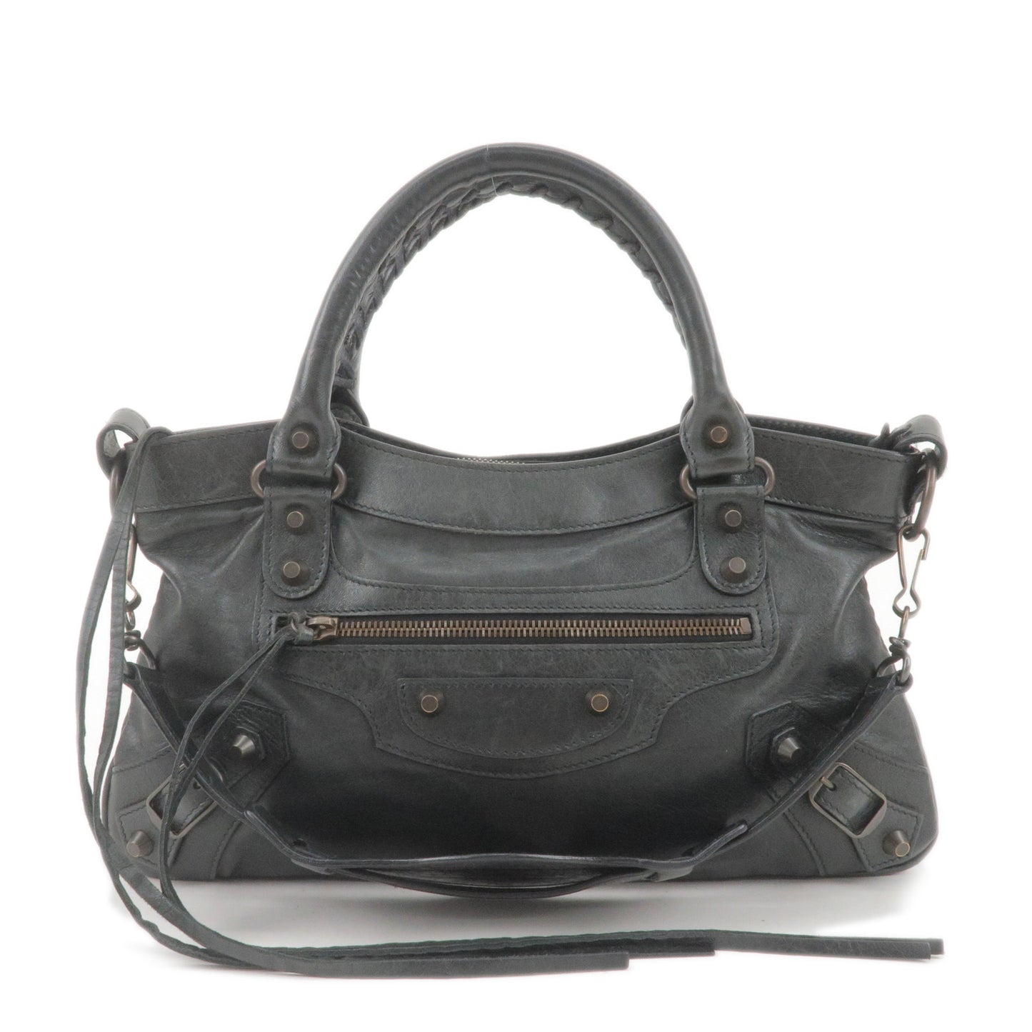 BALENCIAGA-The-First-Leather-2Way-Hand-Bag-Black-103208