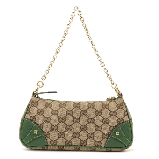 GUCCI-GG-Canvas-Leather-Chain-Shoulder-Bag-Beige-Green-120940