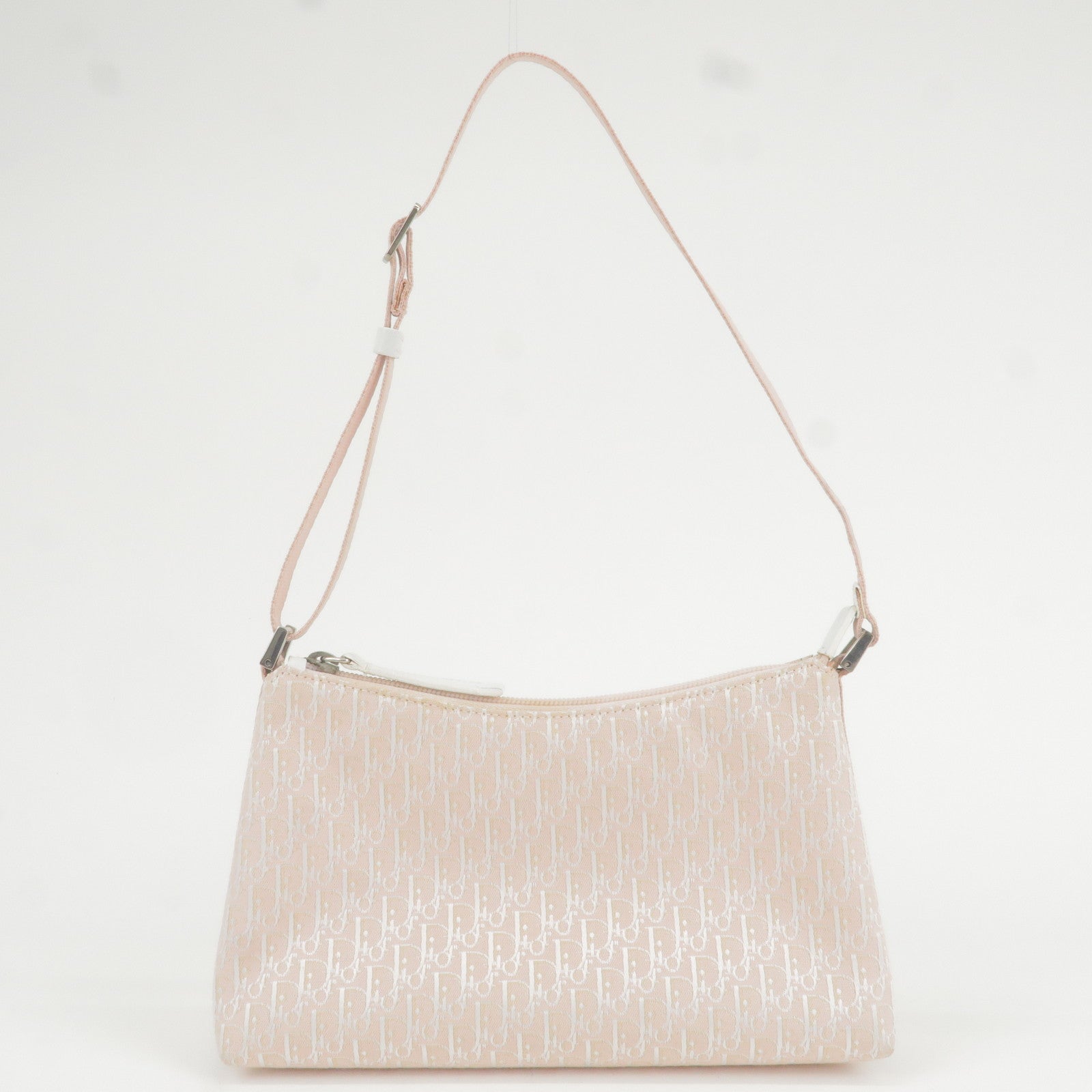 Christian Dior Pink & White Canvas Saddle Bag.  Luxury