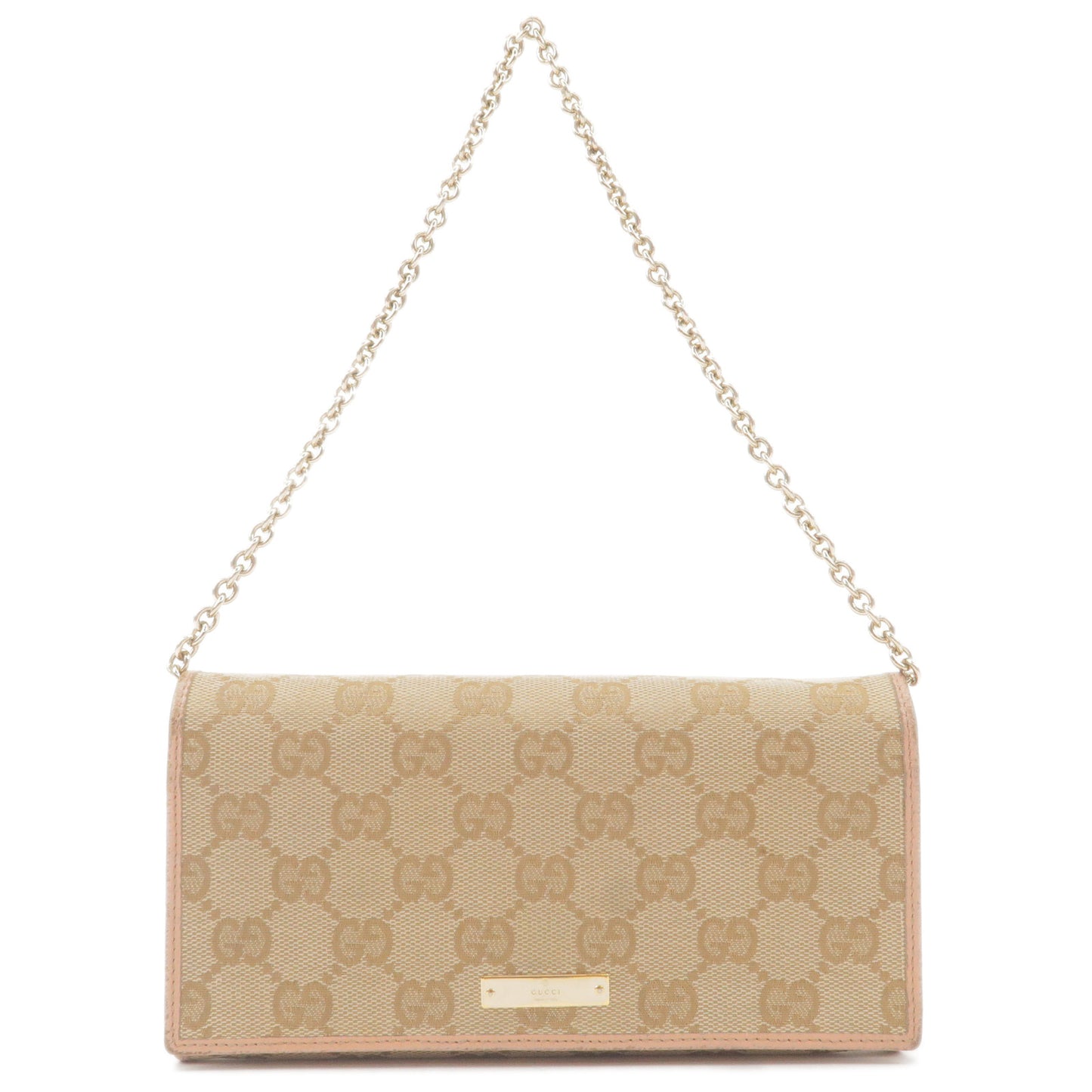 GUCCI-GG-Canvas-Leather-Chain-Wallet-WOC-Beige-Pink-1704280