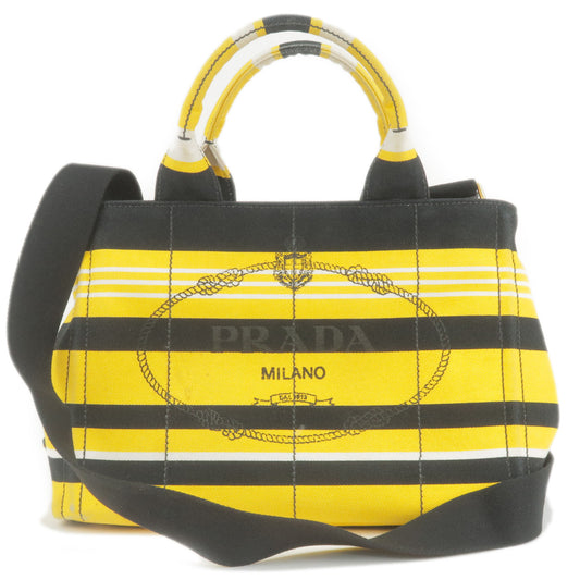 PRADA-Canapa-Mini-Canvas-2Way-Bag-Shoulder-Bag-Yellow-Black-B2439B