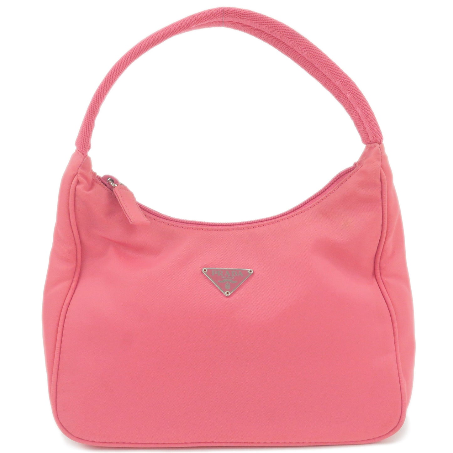 PRADA-Logo-Nylon-Canvas-Hand-Bag-Pouch-Purse-Pink-MV519