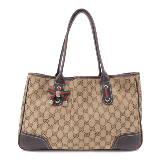 GUCCI-Princy-Sherry-GG-Canvas-Leather-Tote-Bag-Beige-163805
