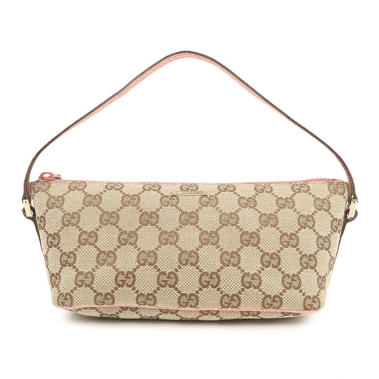 GUCCI-Boat-Bag-GG-Canvas-Leather-Hand-Bag-Pouch-Beige-Pink-07198