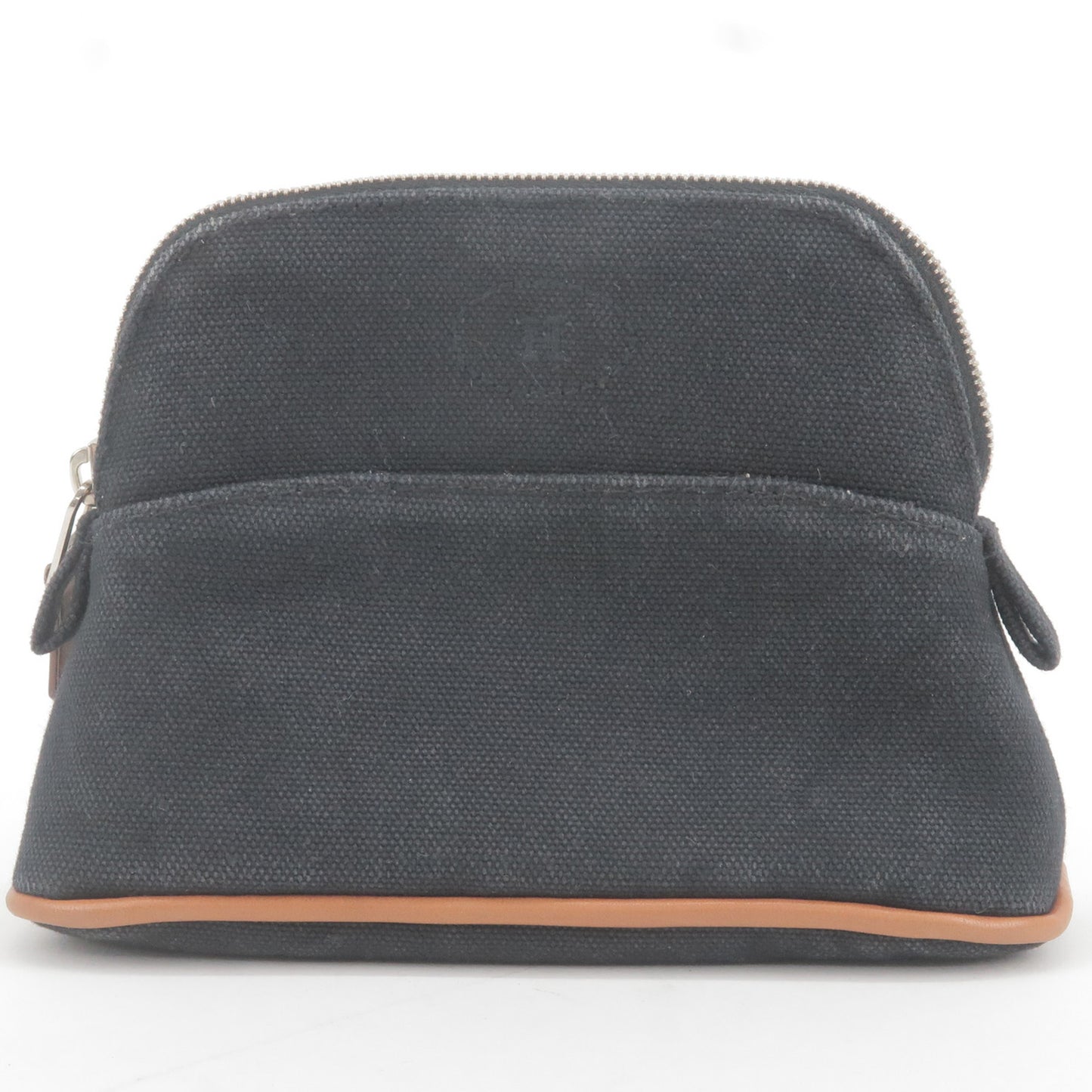 HERMES Bolide Pouch Canvas Leather Mini Cosmetics Bag Black