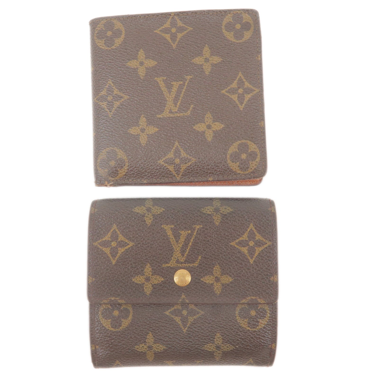 Set-of-2-Louis-Vuitton-Monogram-Bi-Fold-Wallet-M61675-M61654