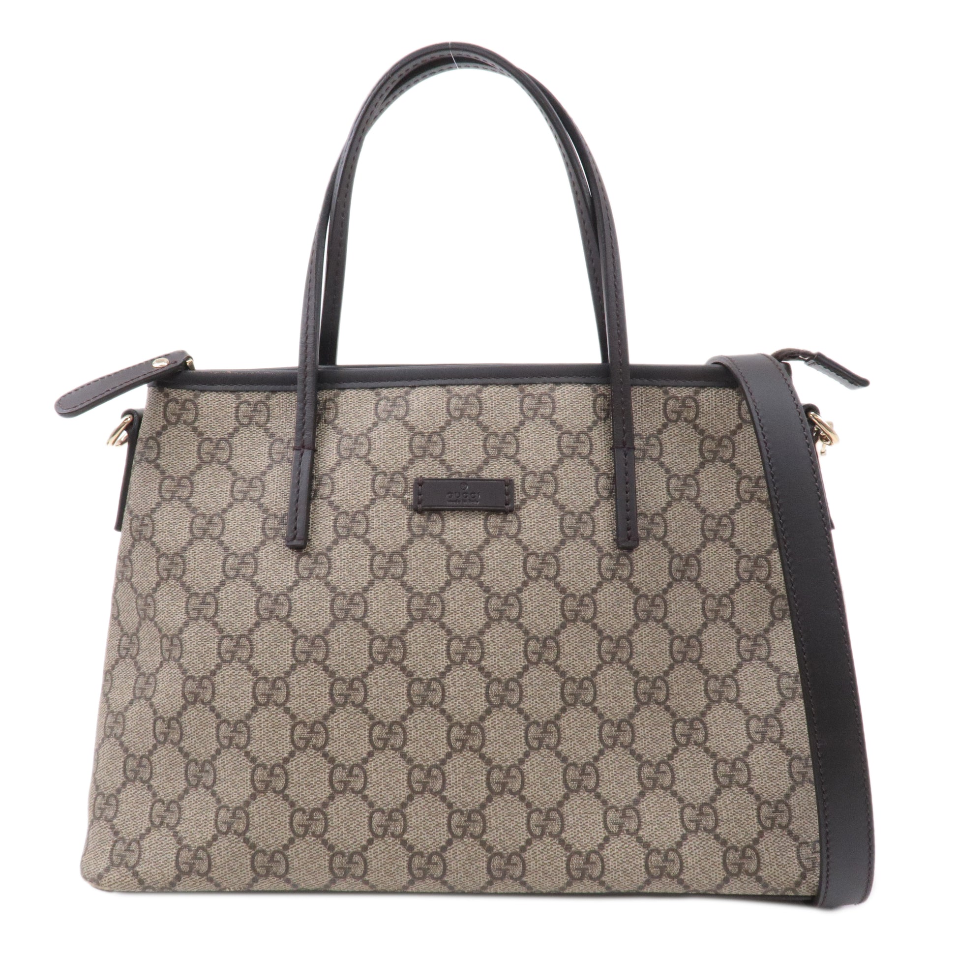 Gucci GG Supreme Monogram Canvas Shoulder Bag Beige