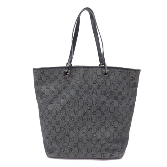 GUCCI-GG-Canvas-Leather-Tote-Bag-Hand-Bag-Black-31243