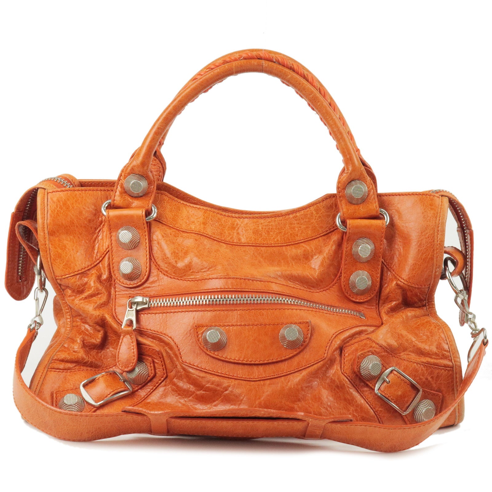 BALENCIAGA-The-Giant-City-Leather-Hand-Bag-Orange-173084