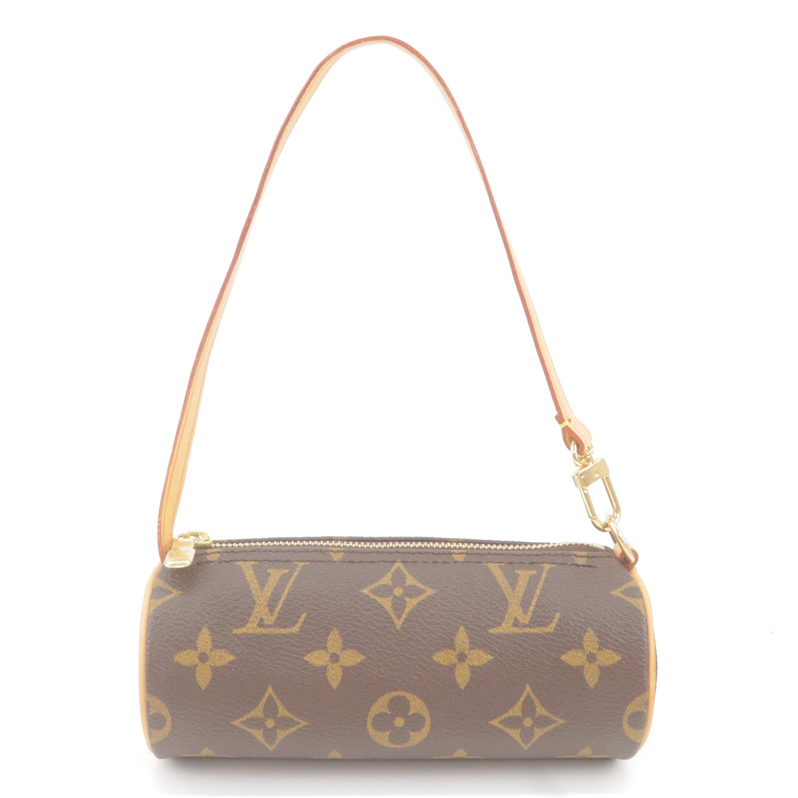 LOUIS VUITTON Papillon Pouch Mini Hand bag Monogram Leather Brown Gold