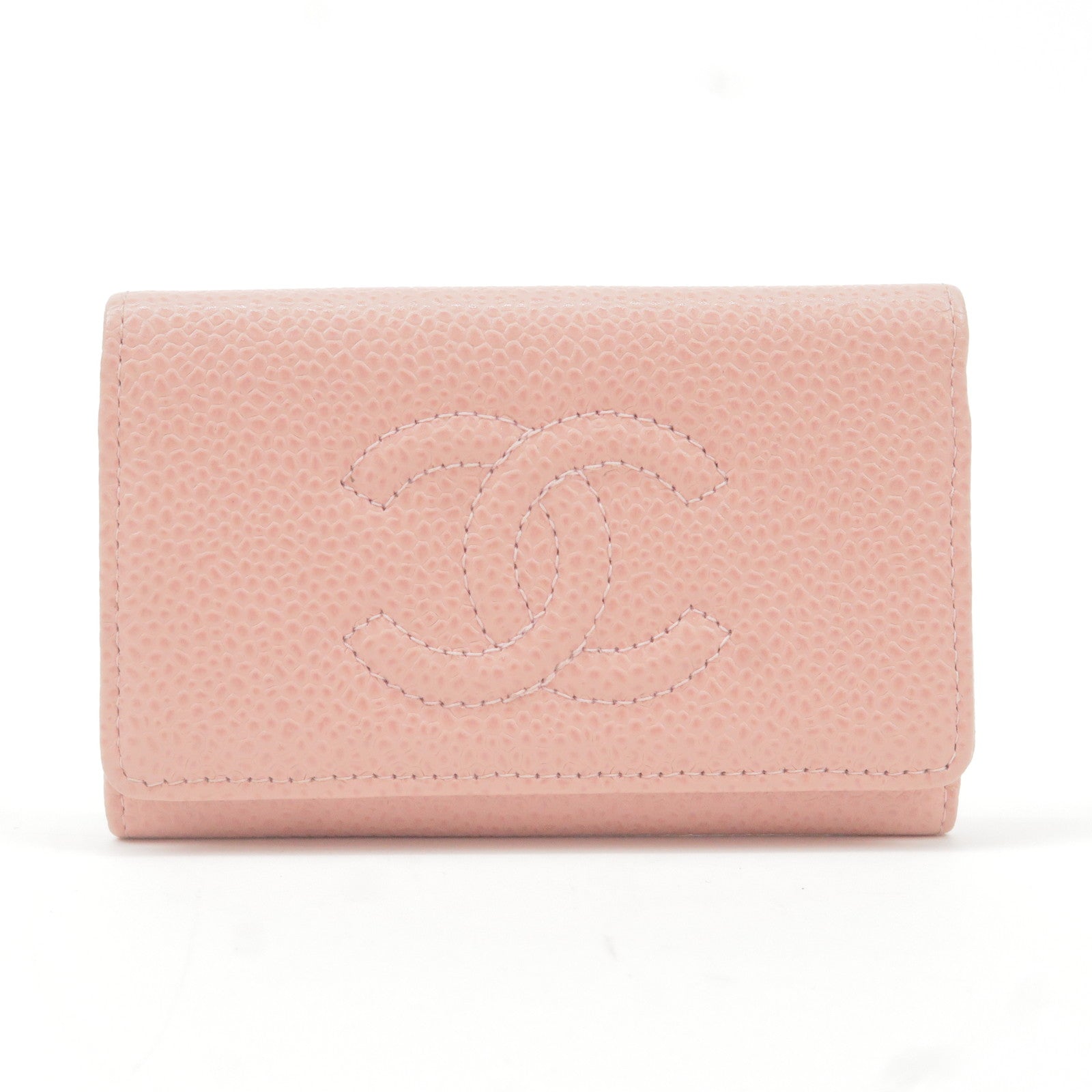 Chanel Pink Caviar Leather CC Logo 6 Key Holder Chanel